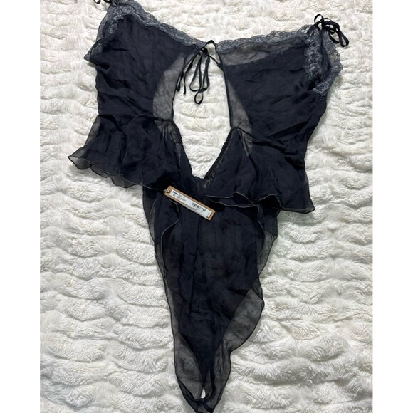 Skims Romance Lace Tie-Front Sheer Silk Teddy size XL - Picture 4 of 7